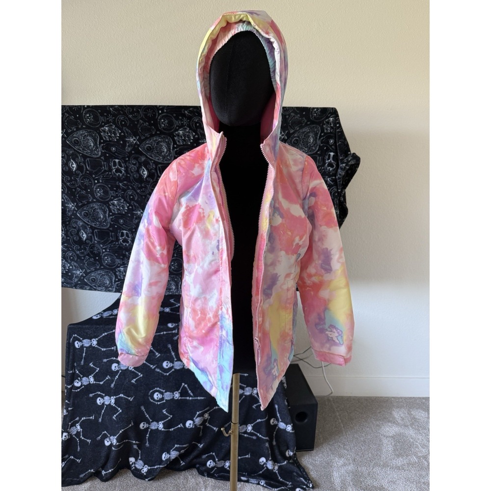 The Place Kids Snowboarding Jacket Size Large 10/12 Tie Due Pastel Girls